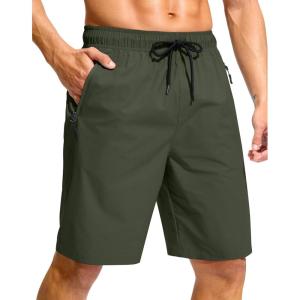 G Gradual Men’s Swim Trunks 9″ Quick Dry Swimming Board Shorts with Zipper Pockets Swimwear Bathing Suit for Men No Liner(Olive)