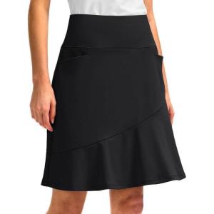 G Gradual Skorts Skirts for Women with 5 Pockets 20″ Knee Length Golf Skirt Modest Long Tennis Athletic Skirts for Women(Black)