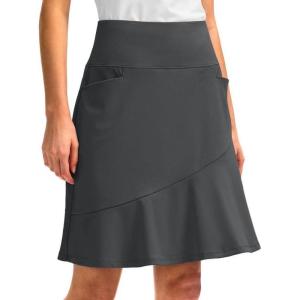 G Gradual Skorts Skirts for Women with 5 Pockets 20″ Knee Length Golf Skirt Modest Long Tennis Athletic Skirts for Women(Dark Grey)