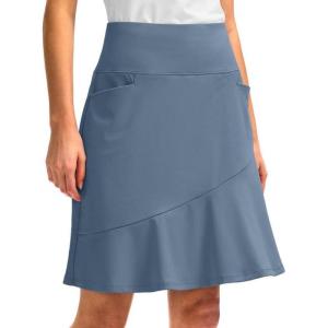 G Gradual Skorts Skirts for Women with 5 Pockets 20″ Knee Length Golf Skirt Modest Long Tennis Athletic Skirts for Women(Dusty Blue)
