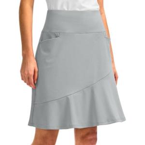 G Gradual Skorts Skirts for Women with 5 Pockets 20″ Knee Length Golf Skirt Modest Long Tennis Athletic Skirts for Women(Gull Grey)