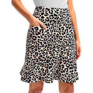 G Gradual Skorts Skirts for Women with 5 Pockets 20″ Knee Length Golf Skirt Modest Long Tennis Athletic Skirts for Women(Leopard)