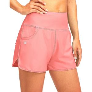 G Gradual Women’s 3″ High Waisted Swim Board Shorts with Pockets Quick Dry Swimsuit Bottoms Bathing Suit for Women with Liner(Hyper Pink)