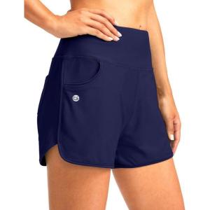 G Gradual Women’s 3″ High Waisted Swim Board Shorts with Pockets Quick Dry Swimsuit Bottoms Bathing Suit for Women with Liner(Navy)