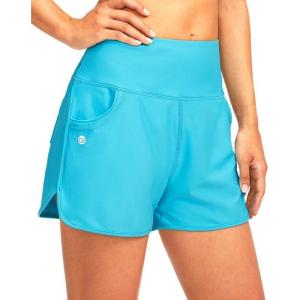 G Gradual Women’s 3″ High Waisted Swim Board Shorts with Pockets Quick Dry Swimsuit Bottoms Bathing Suit for Women with Liner(Sky Blue)