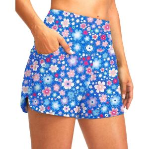 G Gradual Women’s 3″ High Waisted Swim Board Shorts with Pockets Quick Dry Swimsuit Bottoms Bathing Suit for Women with Liner(Sun Flower)