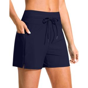 G Gradual Women’s 4″ High Waisted Swim Board Shorts with Pockets Quick Dry Swimming Swimsuit Bathing Suit Bottoms for Women(Navy)