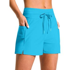 G Gradual Women’s 4″ High Waisted Swim Board Shorts with Pockets Quick Dry Swimming Swimsuit Bathing Suit Bottoms for Women(Sky Blue)