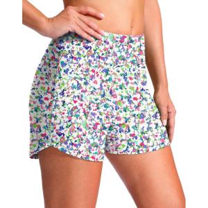 G Gradual Women’s 4″ Swim Board Shorts High Waisted Tummy Control Swimsuit Bathing Suit Bottoms for Women with Liner Pocket(E Boho Flower)