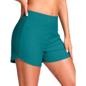 G Gradual Women’s 4″ Swim Board Shorts High Waisted Tummy Control Swimsuit Bathing Suit Bottoms for Women with Liner Pocket(Lake Blue)