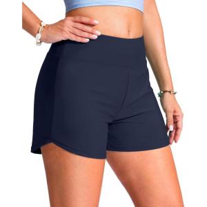 G Gradual Women’s 4″ Swim Board Shorts High Waisted Tummy Control Swimsuit Bathing Suit Bottoms for Women with Liner Pocket(Navy)