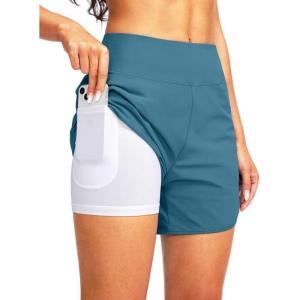 G Gradual Women’s 5″ High Waisted Swim Board Shorts Quick Dry UPF 50+ Swimming Beach Shorts for Women with Liner Pockets(Petrol Blue)