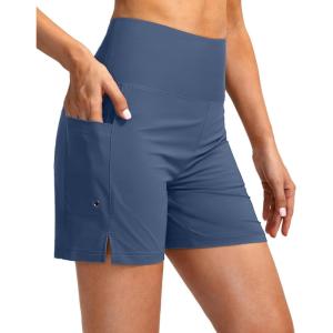 G Gradual Women’s 5″ High Waisted Swim Board Shorts with Phone Pockets UPF 50+ Quick Dry Beach Shorts for Women with Liner(Dusty Blue)