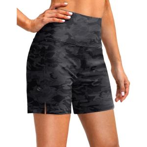 G Gradual Women’s 5″ High Waisted Swim Board Shorts with Phone Pockets UPF 50+ Quick Dry Beach Shorts for Women with Liner(Grey Camo)