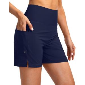 G Gradual Women’s 5″ High Waisted Swim Board Shorts with Phone Pockets UPF 50+ Quick Dry Beach Shorts for Women with Liner(Navy)