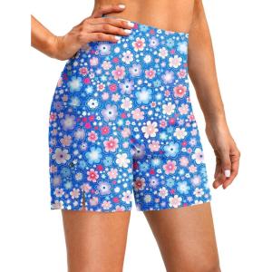 G Gradual Women’s 5″ High Waisted Swim Board Shorts with Phone Pockets UPF 50+ Quick Dry Beach Shorts for Women with Liner(Sun Flower)