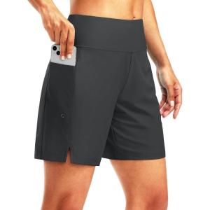 G Gradual Women’s 7″ Long Swim Board Shorts High Waisted Quick Dry Beach Swimming Shorts for Women with Liner Pockets(Dark Grey)