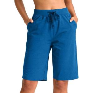 G Gradual Women’s Bermuda Shorts 11″ Knee Length Long Comfy Drawstring Walking Shorts for Women with Deep Pockets(Royal Blue)