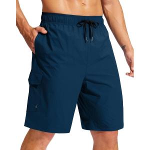 Men’s Swim Trunks No Liner 9″ Board Shorts Quick Dry Bathing Suit Swimming Beach Shorts for Men with 3 Pockets(Dark Blue)