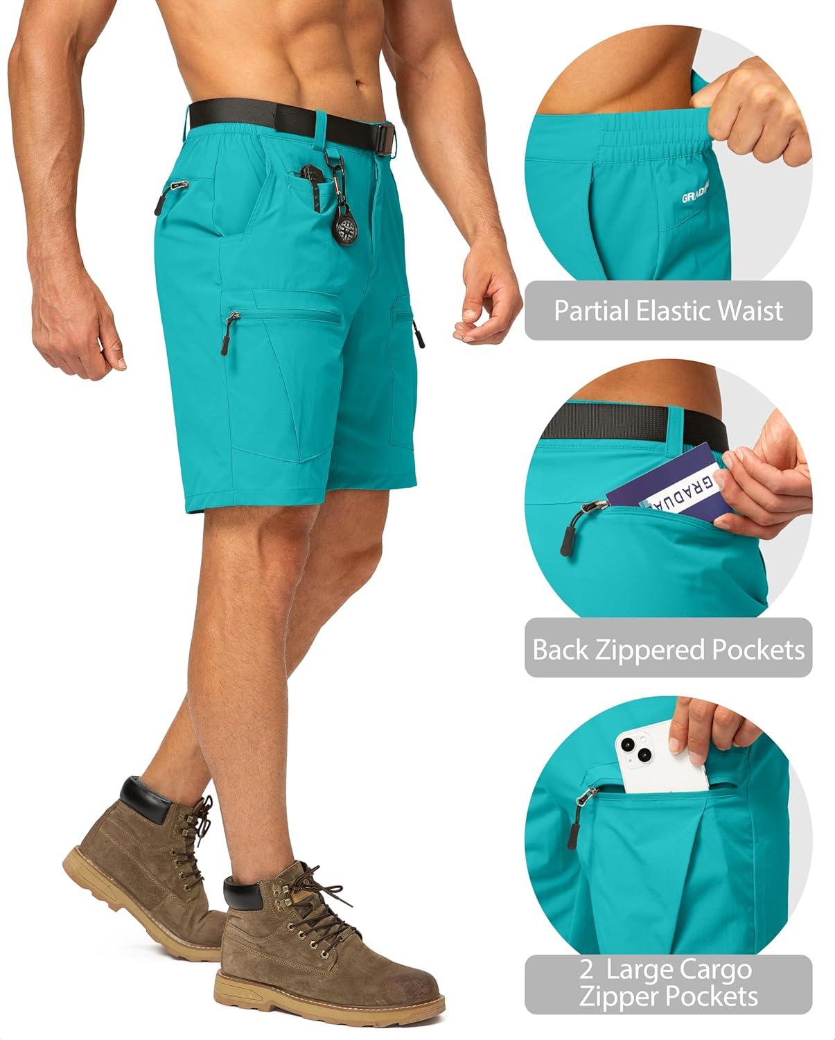 imageG Gradual Mens Hiking Cargo Shorts Stretch Quick Dry Outdoor Tactical Shorts for Men with Multi Pocket for Fishing CasualTurquoise