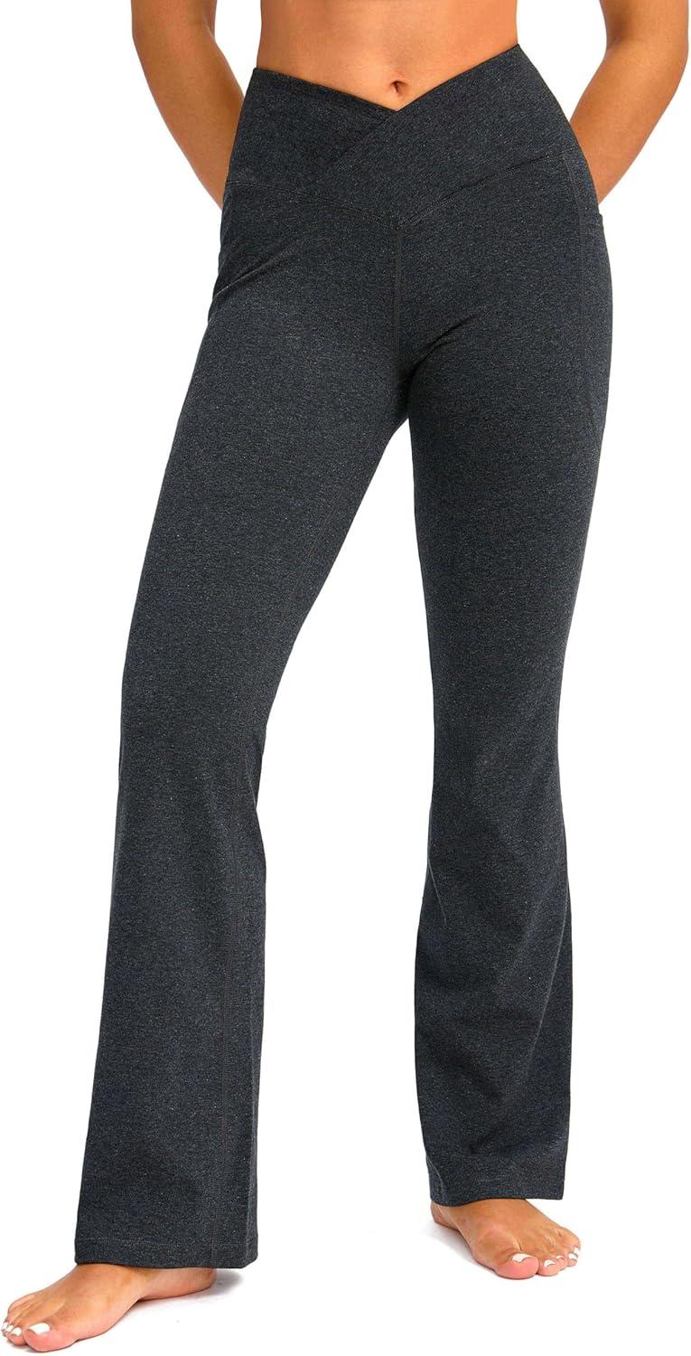 imageG Gradual Womens Flare Leggings Crossover Yoga Pants 2930532 High Waist Bell Bottom Pants for Women with PocketsCharcoal