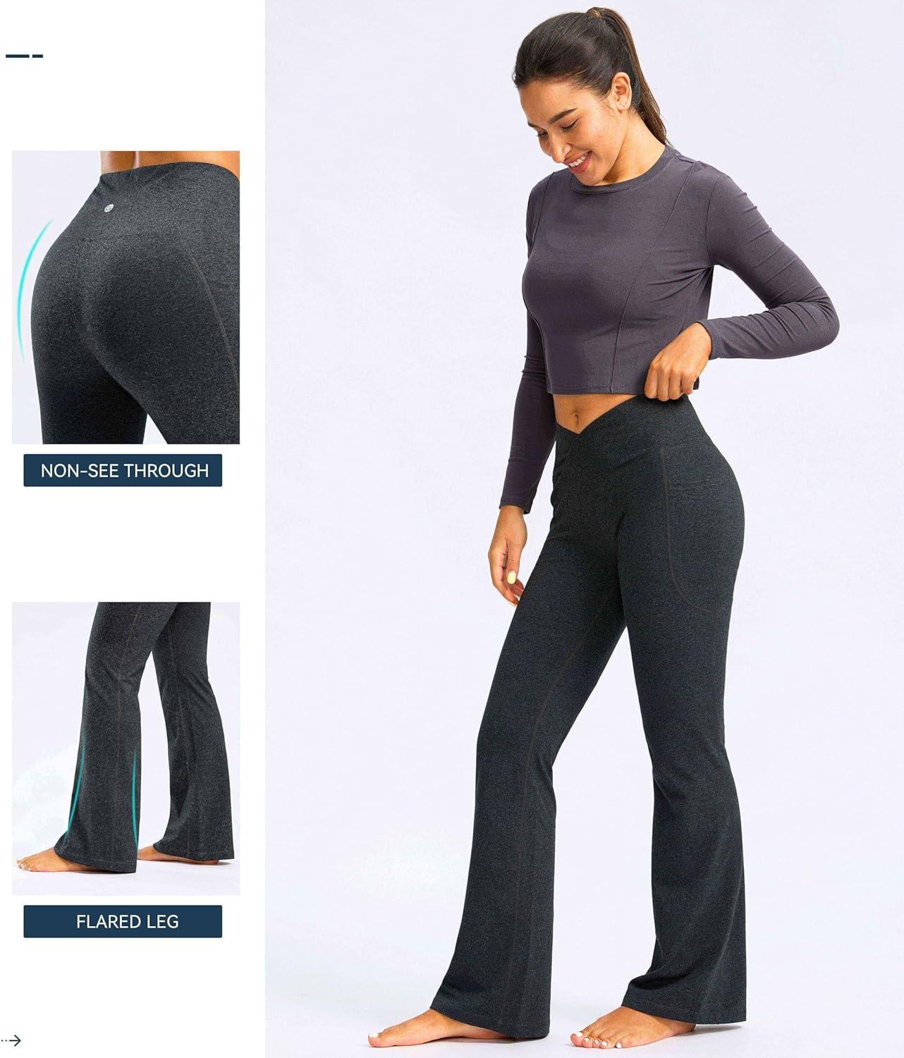 imageG Gradual Womens Flare Leggings Crossover Yoga Pants 2930532 High Waist Bell Bottom Pants for Women with PocketsCharcoal