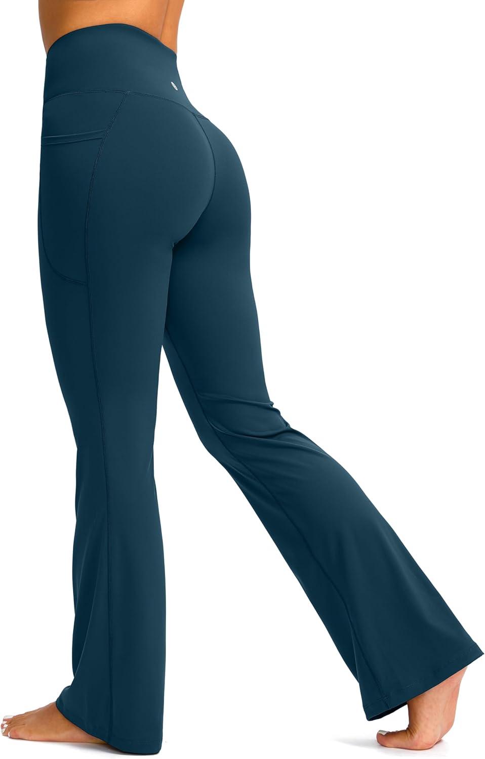 imageG Gradual Womens Flare Leggings Crossover Yoga Pants 2930532 High Waist Bell Bottom Pants for Women with PocketsDark Blue