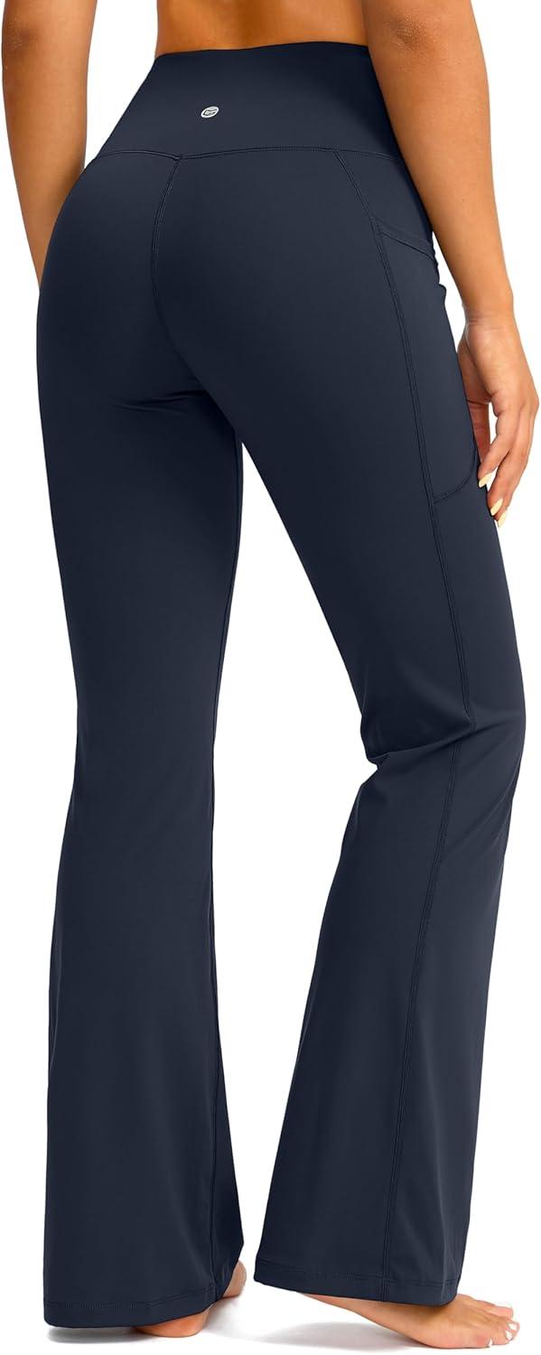 imageG Gradual Womens Flare Leggings Crossover Yoga Pants 2930532 High Waist Bell Bottom Pants for Women with PocketsNavy