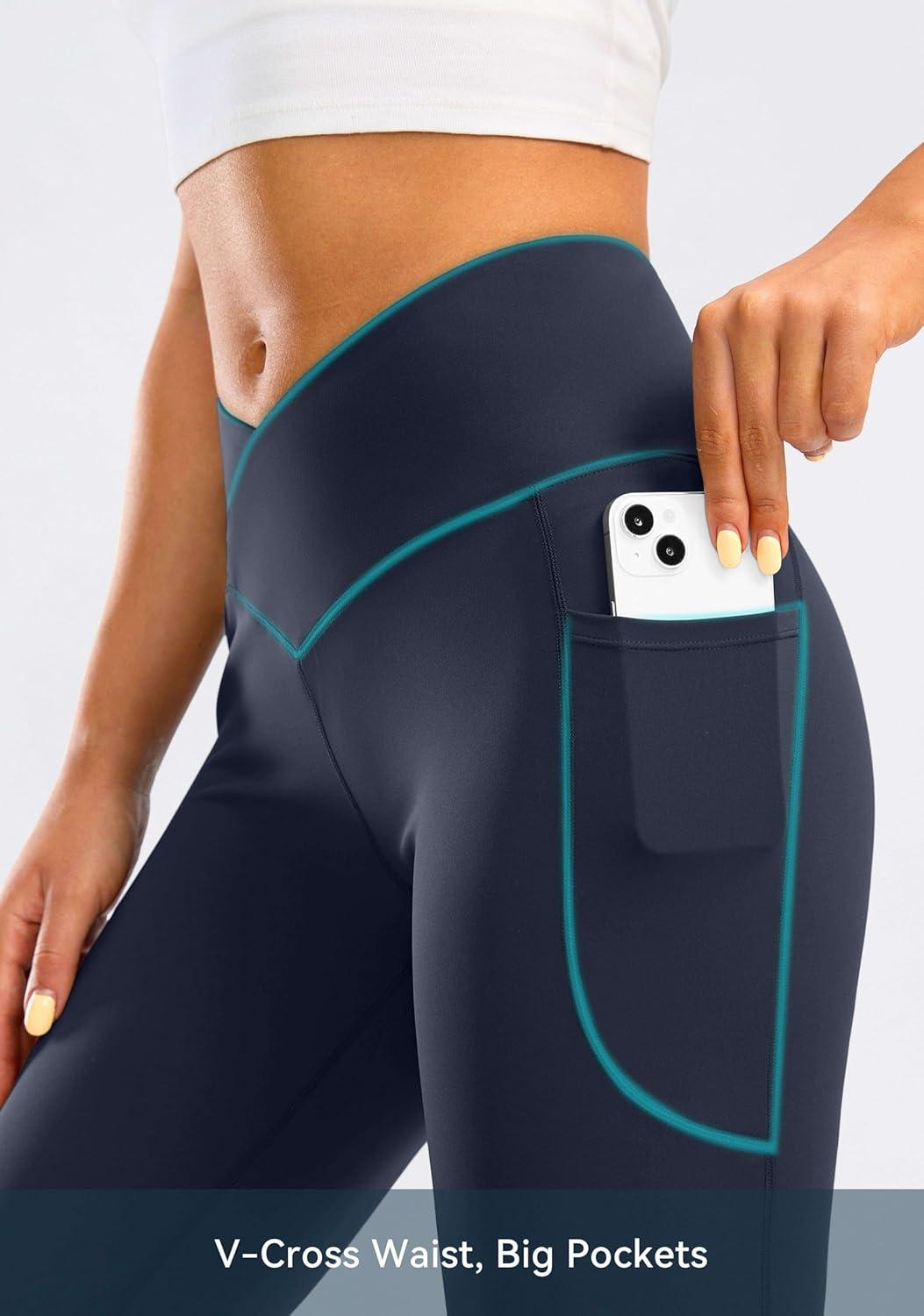 imageG Gradual Womens Flare Leggings Crossover Yoga Pants 2930532 High Waist Bell Bottom Pants for Women with PocketsNavy