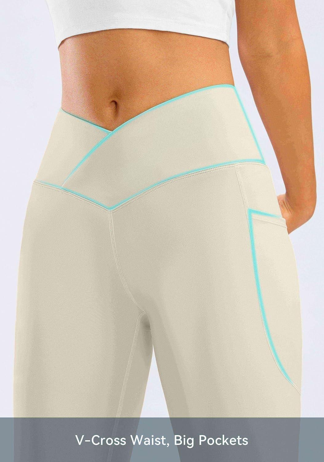 imageG Gradual Womens Flare Leggings Crossover Yoga Pants 2930532 High Waist Bell Bottom Pants for Women with PocketsTaupe