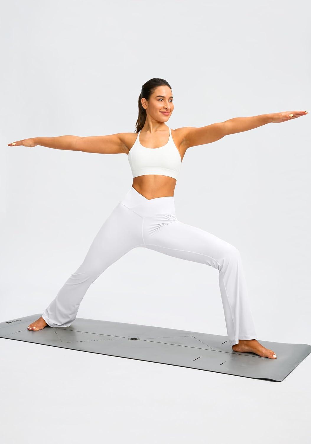 imageG Gradual Womens Flare Leggings Crossover Yoga Pants 2930532 High Waist Bell Bottom Pants for Women with PocketsWhite