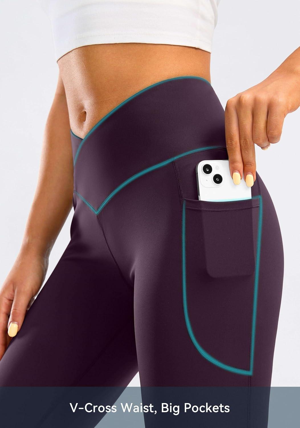 imageG Gradual Womens Flare Leggings Crossover Yoga Pants 2930532 High Waist Bell Bottom Pants for Women with PocketsWine