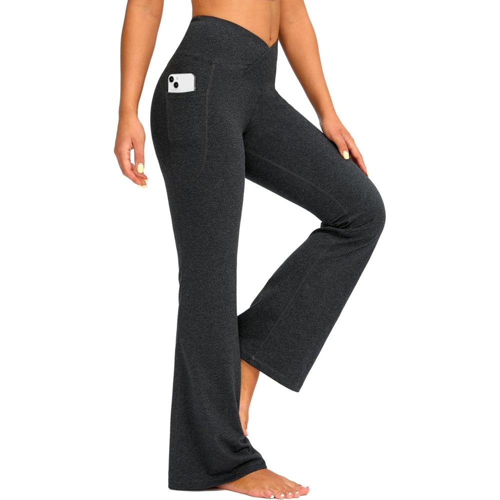 imageG Gradual Womens Flare Leggings Crossover Yoga Pants 2930532 High Waist Bell Bottom Pants for Women with PocketsCharcoal