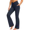 G Gradual Women’s Flare Leggings Crossover Yoga Pants 29″/30.5″/32″ High Waist Bell Bottom Pants for Women with Pockets(Navy)