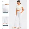 G Gradual Women’s Flare Leggings Crossover Yoga Pants 29″/30.5″/32″ High Waist Bell Bottom Pants for Women with Pockets(White)
