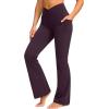 G Gradual Women’s Flare Leggings Crossover Yoga Pants 29″/30.5″/32″ High Waist Bell Bottom Pants for Women with Pockets(Wine)
