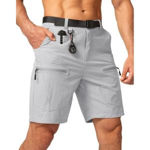G Gradual Men’s Hiking Cargo Shorts Stretch Quick Dry Outdoor Tactical Shorts for Men with Multi Pocket for Fishing Casual(Light Grey)