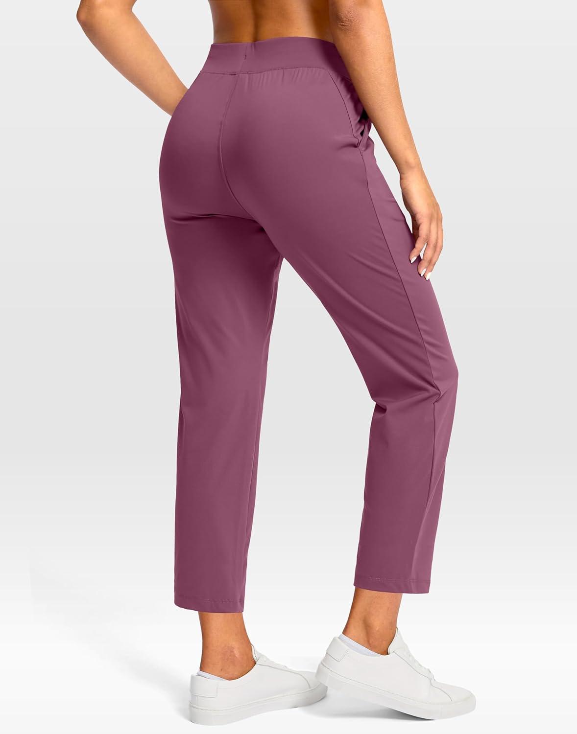 imageG Gradual Petite Pants for Women 2426 Ankle Pants 2 Pockets Stretchy 78 Sweatpants for Golf Travel Athletic CasualDark Pink