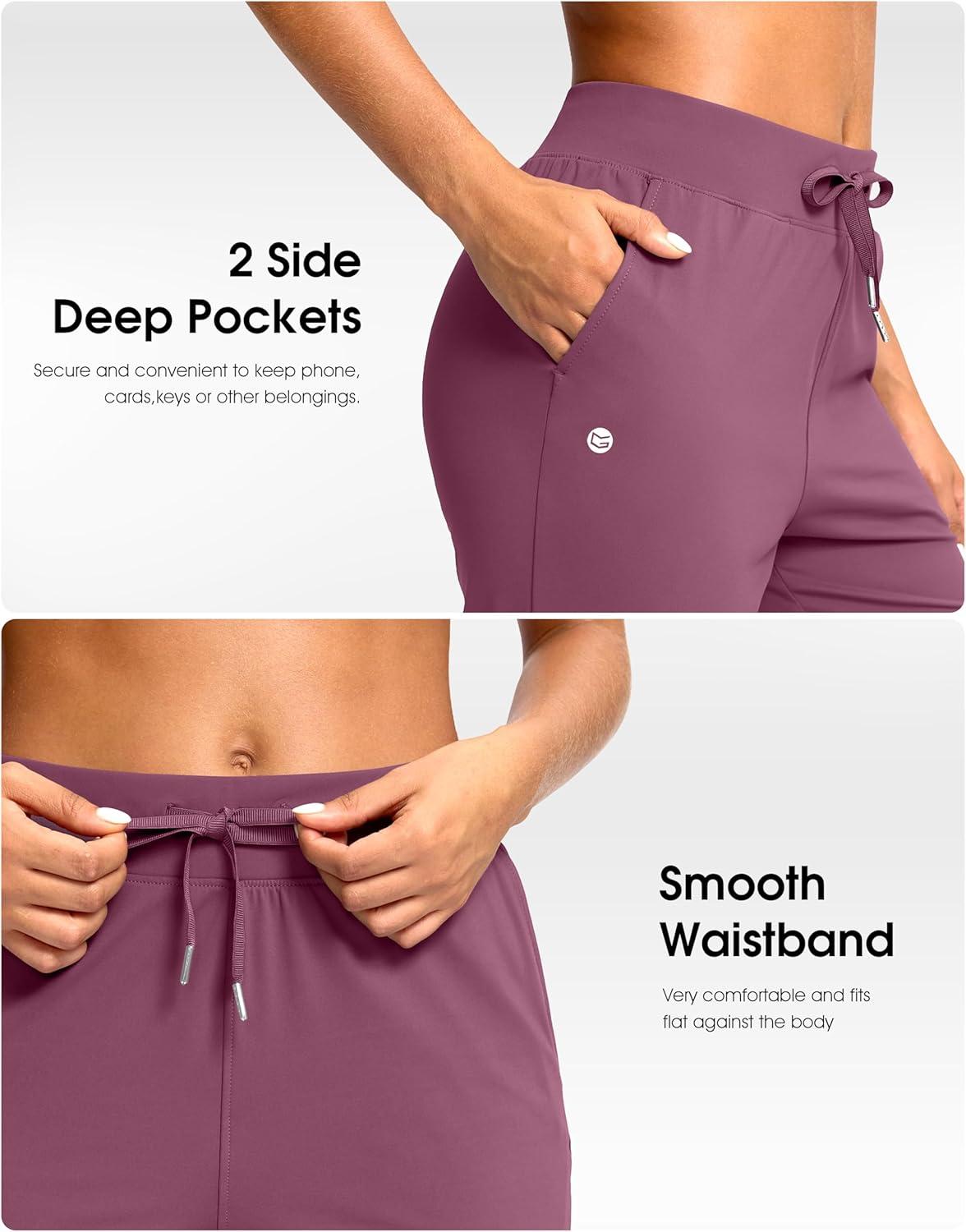 imageG Gradual Petite Pants for Women 2426 Ankle Pants 2 Pockets Stretchy 78 Sweatpants for Golf Travel Athletic CasualDark Pink