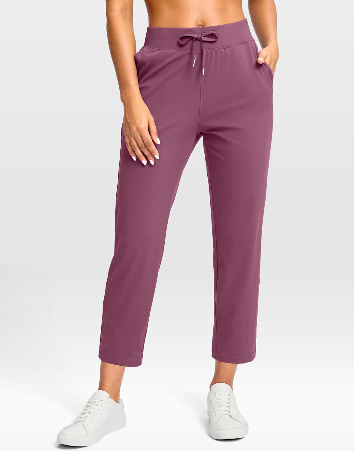 imageG Gradual Petite Pants for Women 2426 Ankle Pants 2 Pockets Stretchy 78 Sweatpants for Golf Travel Athletic CasualDark Pink