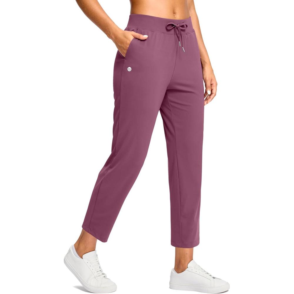 imageG Gradual Petite Pants for Women 2426 Ankle Pants 2 Pockets Stretchy 78 Sweatpants for Golf Travel Athletic CasualDark Pink