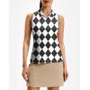 G Gradual Women’s Golf Shirt Racerback Tank Zip Up Athletic Sleeveless Top Tennis Pickleball Cooling Polo Shirts Lightweight(Grey Argyle)
