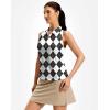 G Gradual Women’s Golf Shirt Racerback Tank Zip Up Athletic Sleeveless Top Tennis Pickleball Cooling Polo Shirts Lightweight(Grey Argyle)