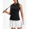 G Gradual Women’s Golf Shirt Racerback Tank Zip Up Athletic Sleeveless Top Tennis Pickleball Cooling Polo Shirts Lightweight(Heather Carbon)