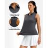 G Gradual Women’s Golf Shirt Racerback Tank Zip Up Athletic Sleeveless Top Tennis Pickleball Cooling Polo Shirts Lightweight(Heather Charcoal Grey)