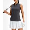 G Gradual Women’s Golf Shirt Racerback Tank Zip Up Athletic Sleeveless Top Tennis Pickleball Cooling Polo Shirts Lightweight(Heather Charcoal Grey)