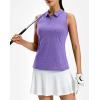 G Gradual Women’s Golf Shirt Racerback Tank Zip Up Athletic Sleeveless Top Tennis Pickleball Cooling Polo Shirts Lightweight(Heather Dark Purple)