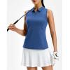 G Gradual Women’s Golf Shirt Racerback Tank Zip Up Athletic Sleeveless Top Tennis Pickleball Cooling Polo Shirts Lightweight(Heather Deep Blue)