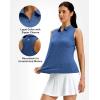 G Gradual Women’s Golf Shirt Racerback Tank Zip Up Athletic Sleeveless Top Tennis Pickleball Cooling Polo Shirts Lightweight(Heather Deep Blue)