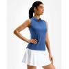 G Gradual Women’s Golf Shirt Racerback Tank Zip Up Athletic Sleeveless Top Tennis Pickleball Cooling Polo Shirts Lightweight(Heather Deep Blue)